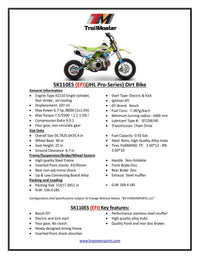TrailMaster JHL SK110-ES 107cc Youth Dirt Bike, Fuel Injected, Semi-Automatic 4-Speed, Inverted Front Forks, 25 Inch Seat Height