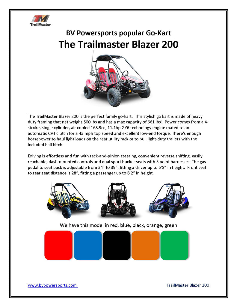TrailMaster Blazer 200 Go Kart TrailMaster Go Kart MotoBuys