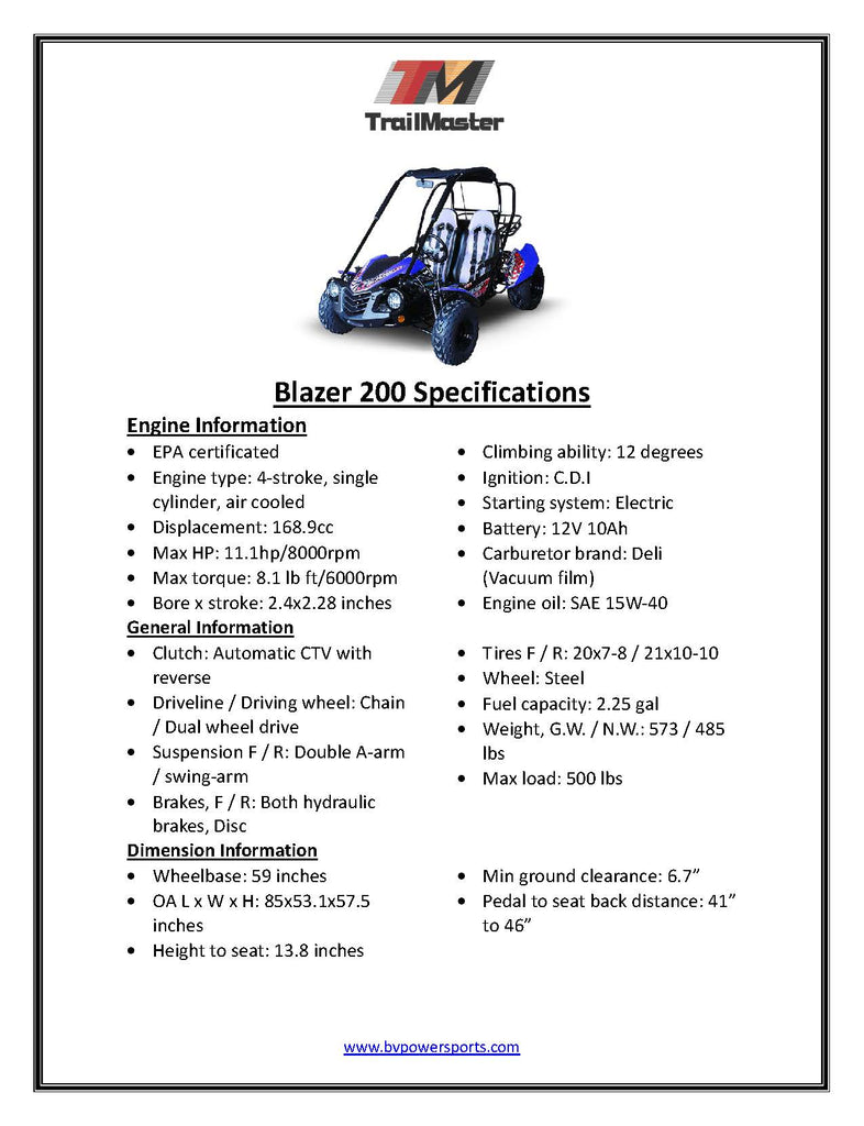 TrailMaster Blazer 200 Go Kart TrailMaster Go Kart MotoBuys