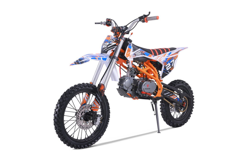 Tao DB27 125cc Youth Dirt Bike, 4 Speed Manual, Kick Start, Powder Coated Frame, Adjustable Levers, Gripper Seat, Off Road Only