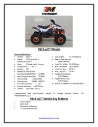 Trailmaster ATV N110 Kids ATV, 107cc Automatic trans with REVERSE, electric start