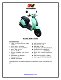 Trailmaster Romeo 50cc Scooter, Automatic Trans, Aluminum Rims, Electric start