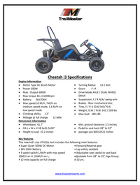 Trailmaster i3 Electric Kids Mini go kart, single seat, 500W DC, 3 speed setting,  max 10 MPH, Reverse, Adjustable Seat