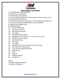 Trailmaster Taurus 450-GX Long Roof 4 Seat UTV / Golf Cart Style / side-by-side 4X4 with High/Low Gear- Rear Seat Converts to Cargo area.