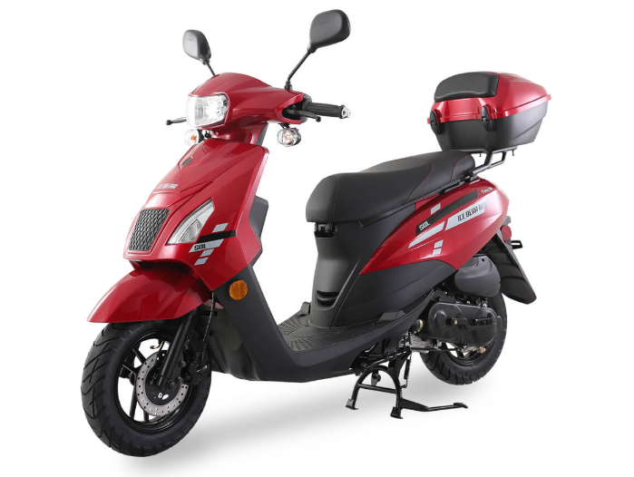 Ice Bear Cali PMZ50-2 50cc Moped/Scooter GY6 Clone Engine,Automatic CVT transmission with Gates belt, 10' Rims,Digital speedometer,LED lights, Disc brakes front drum brakes rear