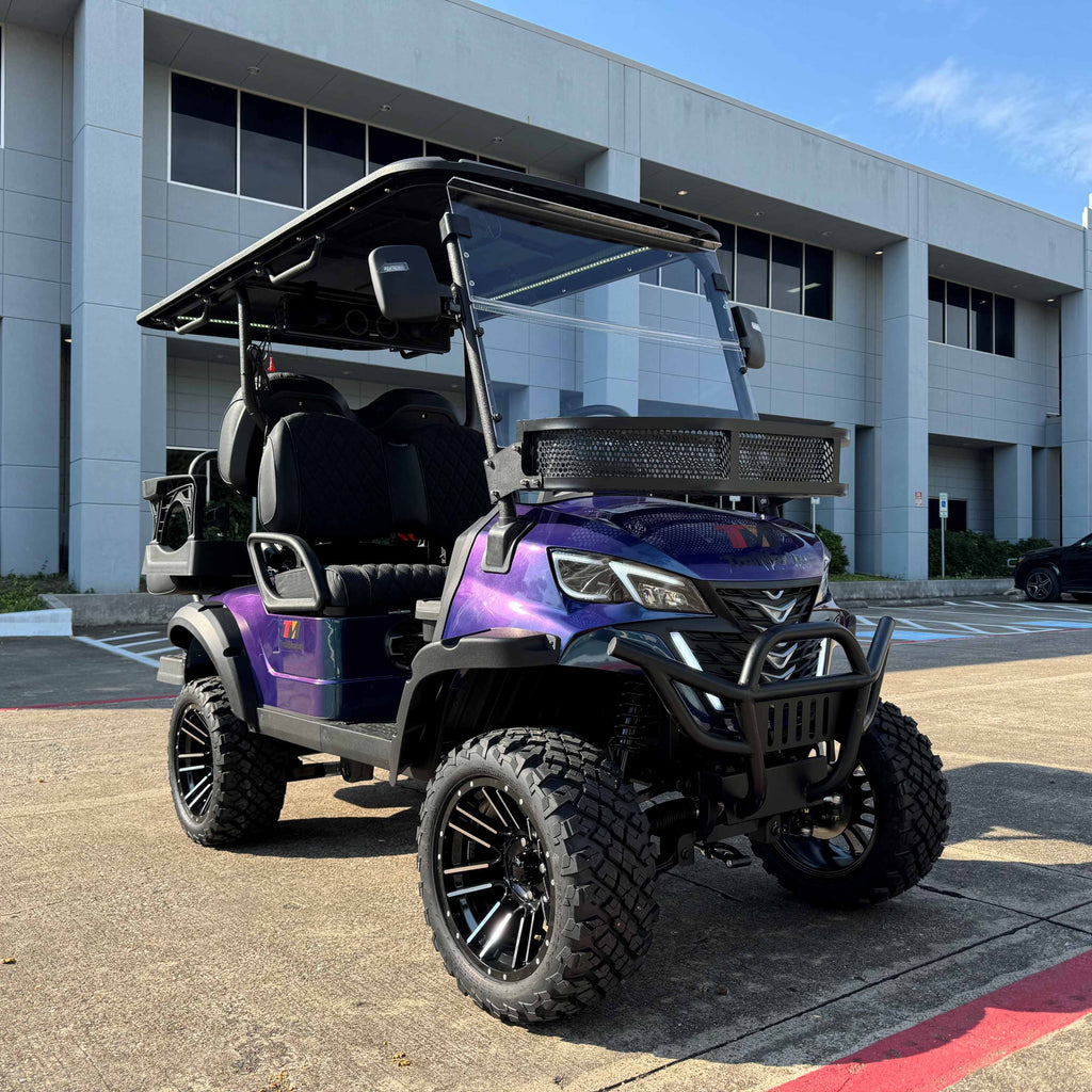 Trailmaster TBM X4, 48V Electric Golf Cart, Four Passenger, Electromagnetic Braking, Custom Rims, Lifted, Ground Effects LED lights, 10.5 LED Display, 48 Mile range, High/Low Trans