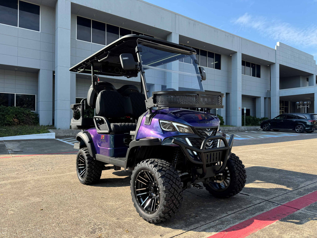 Trailmaster TBM X4, 48V Electric Golf Cart, Four Passenger, Electromagnetic Braking, Custom Rims, Lifted, Ground Effects LED lights, 10.5 LED Display, 48 Mile range, High/Low Trans