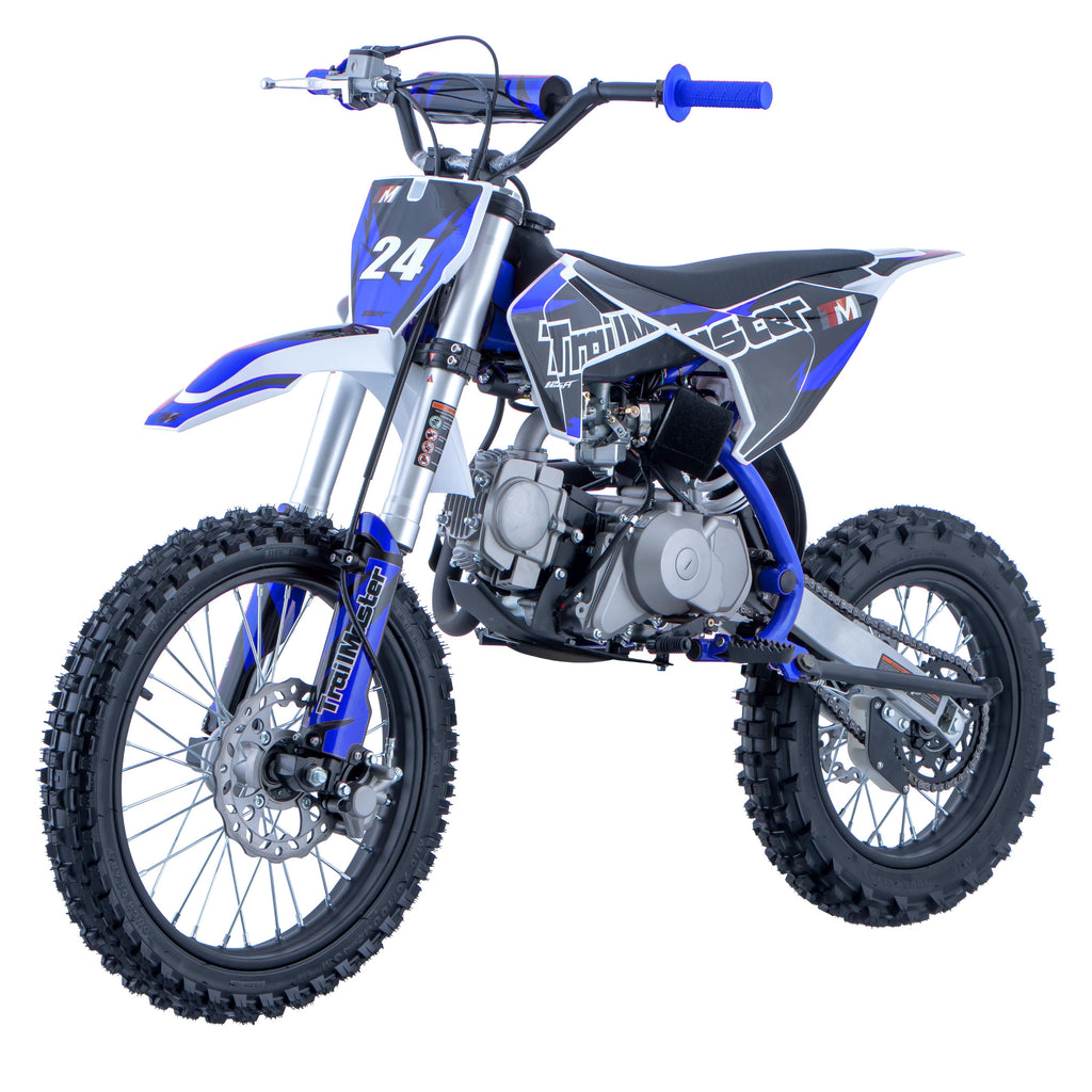 Trailmaster TM24 Dirt Bike 124cc, New for 2024, 17 Inch Front Tire, Electric Start, 32.7 Inch seat height  Semi Automatic, 4 speed