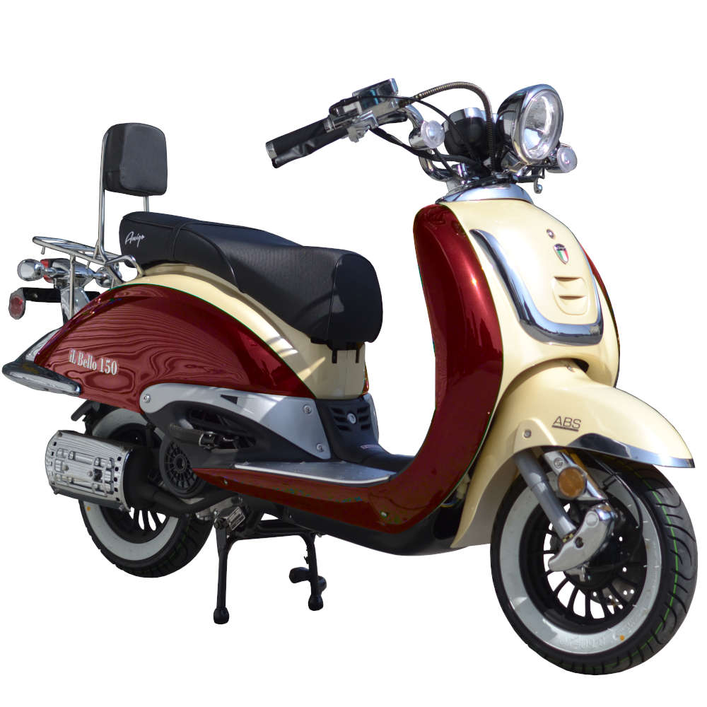 98% Assembled Amigo Bello the Classic Heritage 150cc Scooter. Halogen Headlight w/LED Ring, USB Port, Windshield, CA Legal (2023 Model Speical Price).