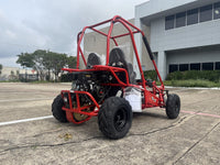 TrailMaster Apache 7, 212cc Youth Go-Kart, 4-Stroke, Air Cooled, CVT Automatic, Torque Converter, Pull Start, Hydraulic Disc Brake, Double A-Arm Suspension, 5-Point Safety Harness, Full Roll Cage, Individual Sport Seats