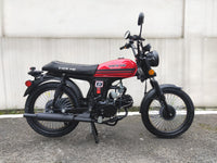 RPS Cafe 140, 140cc, 4-Stroke, Carbureted, 2-Speed Automatic, Electric Start, CDI Ignition, Chain Drive, Front and Rear Drum Brakes, 17 Inch Wheels, 29.9 Inch Seat Height