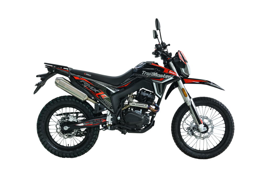 TrailMaster RMX250 223cc Adult Dual Sport Dirt Bike, Haojue Balance Shaft Engine, 5-Speed Manual, Electric and Kick Start, Inverted Front Forks, 19/17-Inch Wheels, LED Headlight