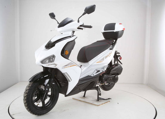 Vitacci Zoom 150cc Scooter, Automatic Trans, Electric Start, Locking Trunk, 29 inch seat height, 12 inch rims, USB Connection, 4 Stroke, Air Cooled, CVT automatic, CARB