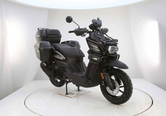 Vitacci Tank 200 Pro Deluxe,  Fuel Injected 168cc, 13 inch Rims, 31.5 inch seat height, Heavy Duty Saddle Bags and Luggage box, Electric Start, CARB