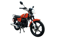 Vitacci Ostin 250, 229cc, Street legal, 4-Stroke, Air Cooled, Manual Transmission, Electric & Kick Start, Front Disc Rear Drum Brakes, Custom 18" Spoked Wheels, Dual Rear Shocks, 30.7" Seat Height