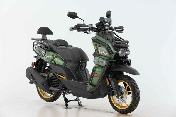 Vitacci Tank Pro Elite 200, (carb) Electric Start, Passenger seat with backrest,  Keyless start Automatic Trans, telescopic front forks, USB Port , Back Rest, Custom Alloy Style Rims