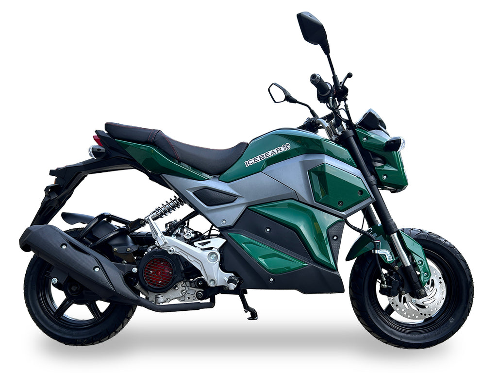 Ice Bear PMZ150-M1, Mini Max Scooter, Automatic Trans, Electric Start, Front Disc Brake, 12-inch rims, California Legal.