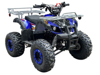 Vitacci Rider 9, 125cc Youth ATV, 4-Stroke, Air Cooled, Hand Shifter, Forward-Neutral-Reverse, Electric Start, Front Drum and Rear Disc Brakes, Double A-Arm Front Suspension, 8 inch Tires, Front and Rear Metal Racks, 27.5" Seat Height