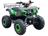 Vitacci Rider 9, 125cc Youth ATV, 4-Stroke, Air Cooled, Hand Shifter, Forward-Neutral-Reverse, Electric Start, Front Drum and Rear Disc Brakes, Double A-Arm Front Suspension, 8 inch Tires, Front and Rear Metal Racks, 27.5" Seat Height