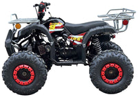 Vitacci Rider 9, 125cc Youth ATV, 4-Stroke, Air Cooled, Hand Shifter, Forward-Neutral-Reverse, Electric Start, Front Drum and Rear Disc Brakes, Double A-Arm Front Suspension, 8 inch Tires, Front and Rear Metal Racks, 27.5" Seat Height