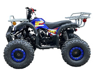 Vitacci Rider 9, 125cc Youth ATV, 4-Stroke, Air Cooled, Hand Shifter, Forward-Neutral-Reverse, Electric Start, Front Drum and Rear Disc Brakes, Double A-Arm Front Suspension, 8 inch Tires, Front and Rear Metal Racks, 27.5" Seat Height