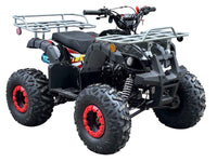 Vitacci Rider 9, 125cc Youth ATV, 4-Stroke, Air Cooled, Hand Shifter, Forward-Neutral-Reverse, Electric Start, Front Drum and Rear Disc Brakes, Double A-Arm Front Suspension, 8 inch Tires, Front and Rear Metal Racks, 27.5" Seat Height