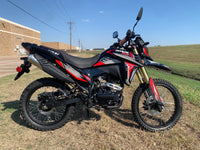 RPS Elite Hawk DLX 250 EFI 223cc Dual Sport Motorcycle, DELPHI Fuel Injection, 5-Speed Manual, Electric and Kick Start, Front and Rear Hydraulic Disc Brakes, 21-Inch Front Tire, 35.4-Inch Seat Height