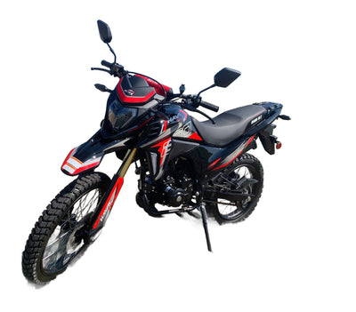 RPS Elite Hawk DLX 250 EFI 223cc Dual Sport Motorcycle, DELPHI Fuel Injection, 5-Speed Manual, Electric and Kick Start, Front and Rear Hydraulic Disc Brakes, 21-Inch Front Tire, 35.4-Inch Seat Height
