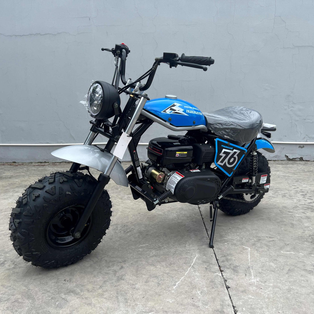 Trailmaster Mini Bike Hurricane 200 Pro, Electric start, front and rear brakes, 196cc, Head Light, 28.4 inch seat  height