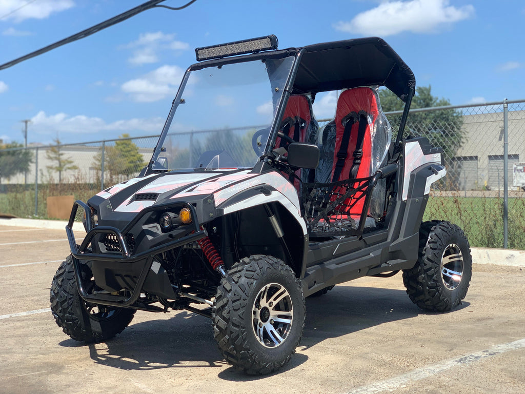 TrailMaster Challenger 200X UTV / Go kart Youth and Adult  adjustable Steering Wheel and Seat, Wind Shield, Light Bar