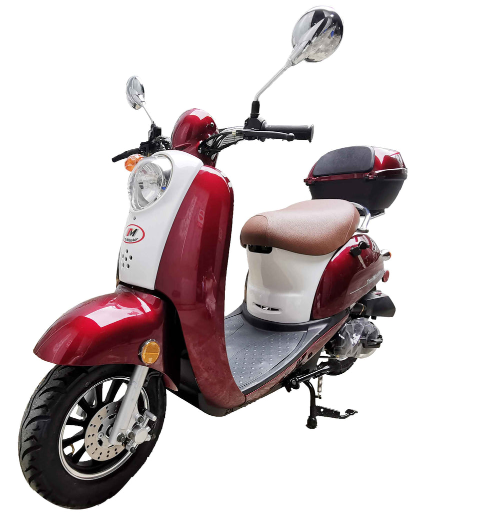 Trailmaster Milano 50 N Scooter Euro Style, Two Tone , LED head Light, Electric Start 49.5CC moped
