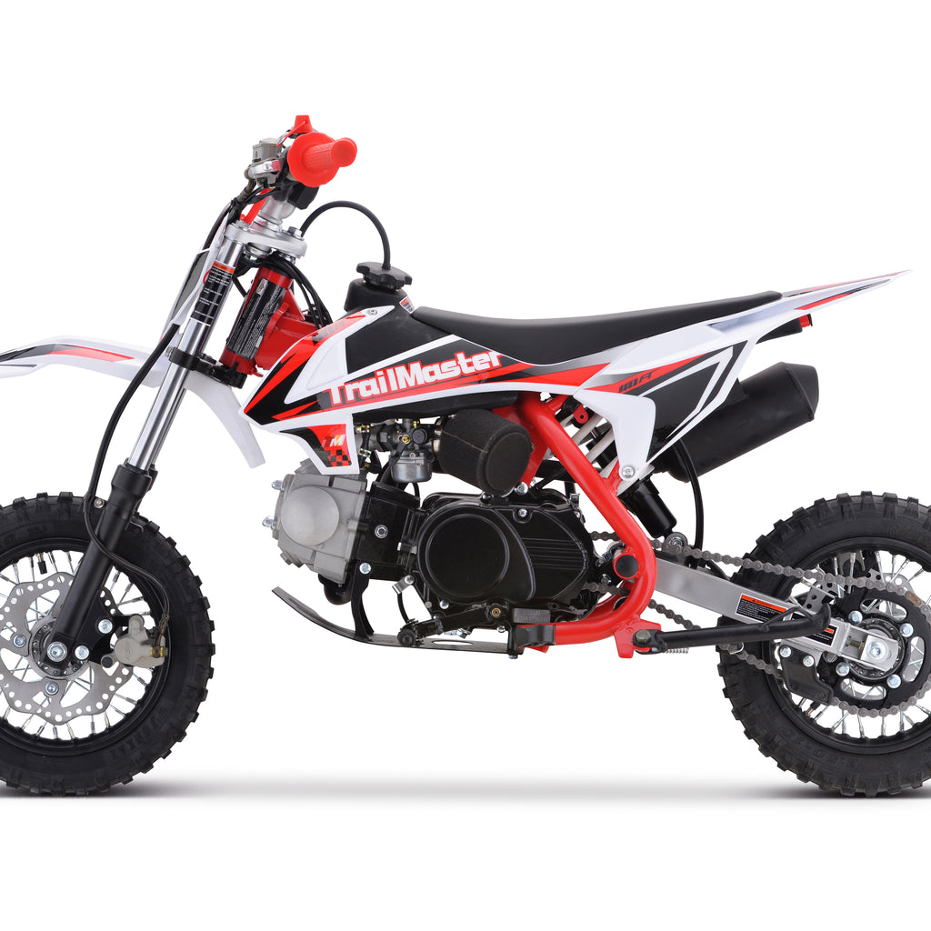 Trailmaster TM10 Dirt Bike,Kick start, Semi Automatic 4 speed , 24.41 inch seat height , 10 inch rims