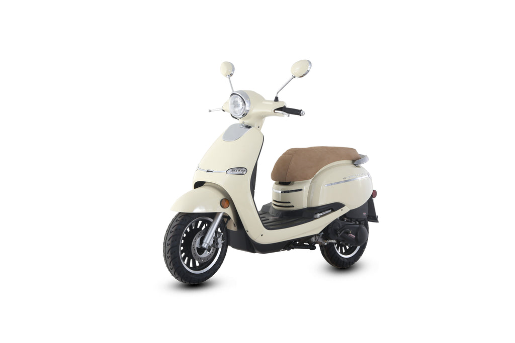 Trailmaster Turino150 Scooter LED head Lights, Comfortable Seat, Under Seat Locking Storage, Alloy Rims, Electric Start, Disk Brakes