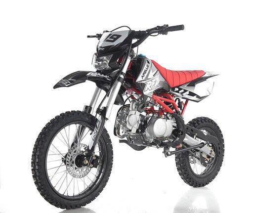 Apollo DB-X19 With HEADLIGHTS 125cc Pit / Dirt Motorcycle-17-inch front tire, 4 speed manual transmission, 32.25-inch seat height-OFF ROAD ONLY, NOT STREET LEGAL, CARB