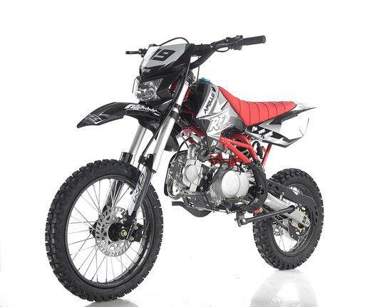 Apollo DB-X19 With HEADLIGHTS 125cc Pit / Dirt Motorcycle-17-inch front tire, 4 speed manual transmission, 32.25-inch seat height-OFF ROAD ONLY, NOT STREET LEGAL