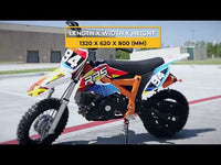 RPS DB 60 Kids Dirt Bike, Automatic, 4 stroke gas, 10" front tire, 24-inch seat Height.