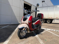 Trailmaster Sorrento 150cc Great Euro Style scooter, Free Removeable Storage Trunk, Chrome Accents, Two Tone dual stage paint